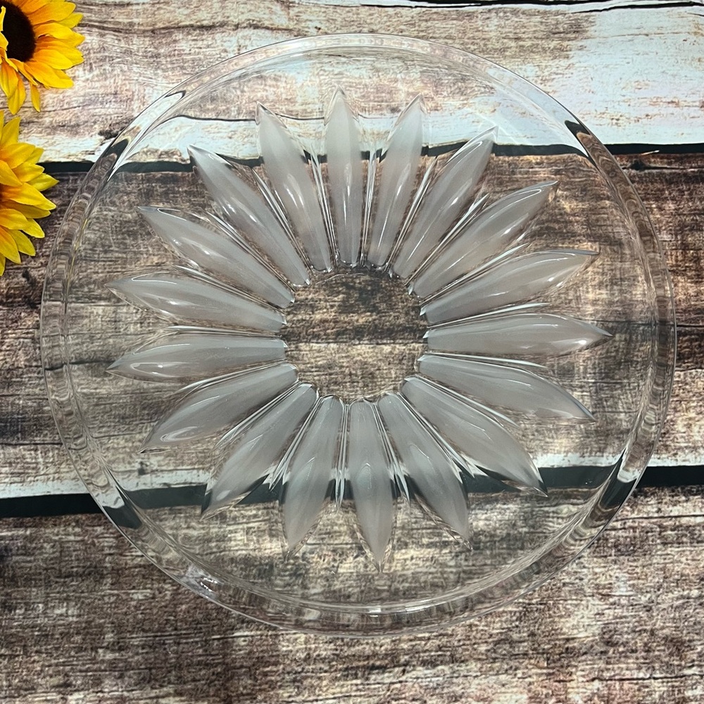 Sunflower glass platter is new.